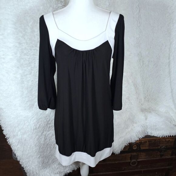 WINDSOR BLACK & WHITE MINI DRESS SZ.L EUC - Picture 2 of 8